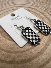 Load image into Gallery viewer, Checkered Rectangle Earrings - 1 1/2 inch drop