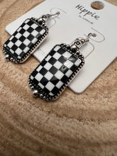 Load image into Gallery viewer, Checkered Rectangle Earrings - 1 1/2 inch drop
