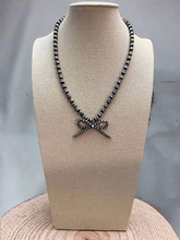 Load image into Gallery viewer, Faux Bow Necklace with Faux 5mm Pearls - 18 inch