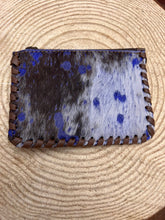 Load image into Gallery viewer, Hair on Hide Coin Purse - with dark blue paint