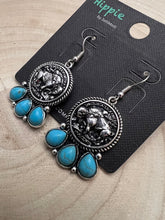 Load image into Gallery viewer, Buffalo Coin and Faux Turquoise Earring