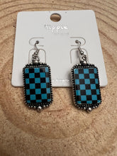 Load image into Gallery viewer, Checkered Rectangle Earrings - 1 1/2 inch drop