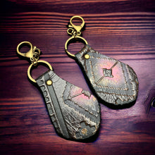 Load image into Gallery viewer, Embossed Leather Key Chain - Magenta