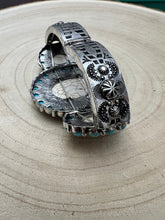 Load image into Gallery viewer, Large Western Faux Turquoise and White Buffalo Stretch Cuff Bracelet