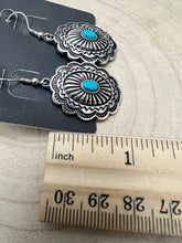 Load image into Gallery viewer, Oval Concho Earrings with Faux Turquoise