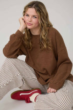 Load image into Gallery viewer, Round Up Raw Edge Marled Knit Top - Brown or Oatmeal