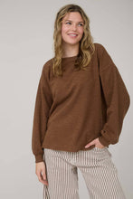 Load image into Gallery viewer, Round Up Raw Edge Marled Knit Top - Brown or Oatmeal