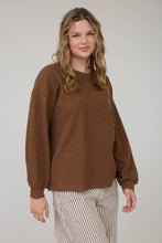 Load image into Gallery viewer, Round Up Raw Edge Marled Knit Top - Brown or Oatmeal