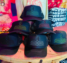 Load image into Gallery viewer, Western Boot Stitch Trucker Cap - Hot pink stitching