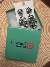 Load image into Gallery viewer, Western Double Concho Earrings with Faux Turquoise