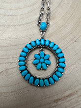 Load image into Gallery viewer, Western Faux Turquoise Flower Cluster Necklace - 18 inch