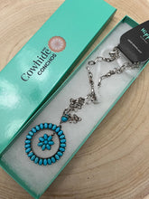 Load image into Gallery viewer, Western Faux Turquoise Flower Cluster Necklace - 18 inch