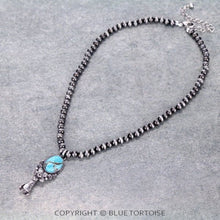 Load image into Gallery viewer, Western Style Pearl with Single Squash Blossom Pendant Necklace - 16 inch