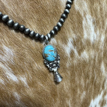 Load image into Gallery viewer, Western Style Pearl with Single Squash Blossom Pendant Necklace - 16 inch