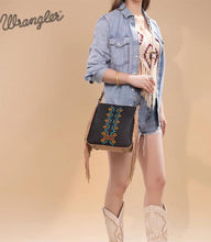 Load image into Gallery viewer, Wrangler Aztec Embroidered Crossbody Bag - Black