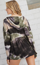 Load image into Gallery viewer, Tie Dye Waffle Knit Top With Criss Cross Front &amp; Hood
