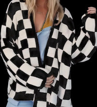 Load image into Gallery viewer, Oversized Soft Black/White Checkered Sweater
