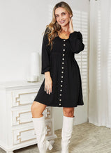 Load image into Gallery viewer, Black Long Sleeve Dress 👗 With Button Up Detail Down Center
