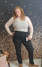 Load image into Gallery viewer, Tan/White Checkered Mesh Long Sleeve Top
