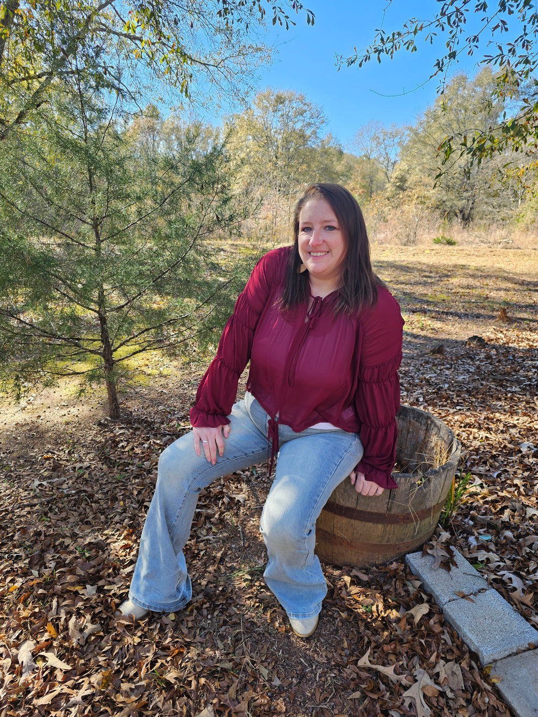 Burgundy 🔴 Sheer Blouse