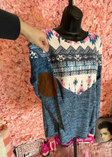 Load image into Gallery viewer, Aztec Long Sleeve Top With Patched Elbows
