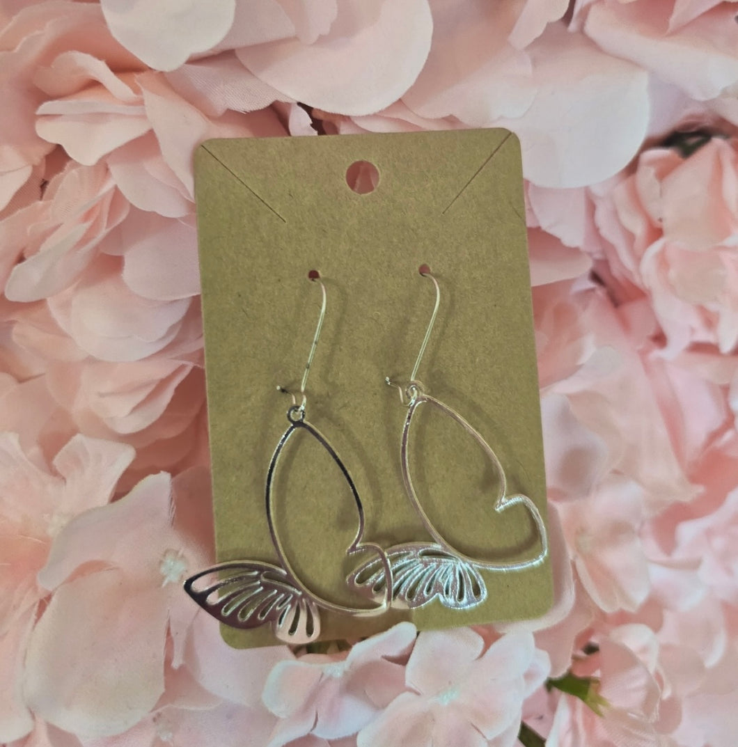 Silver Butterfly Outline Earrings