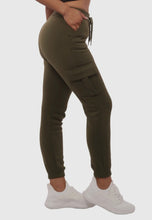 Load image into Gallery viewer, Olive Green 🟢 Joggers With Cargo Pockets &amp; Drawstring Waist
