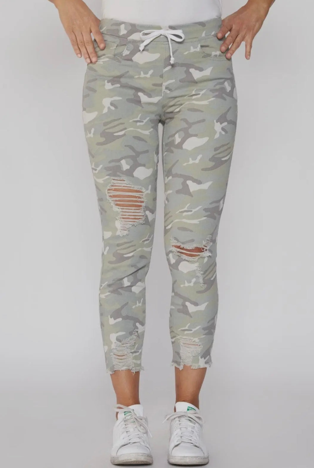 YMI Distressed Camo Drawstring Pants