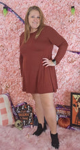 Load image into Gallery viewer, Long Sleeve Rust Dress With Pockets
