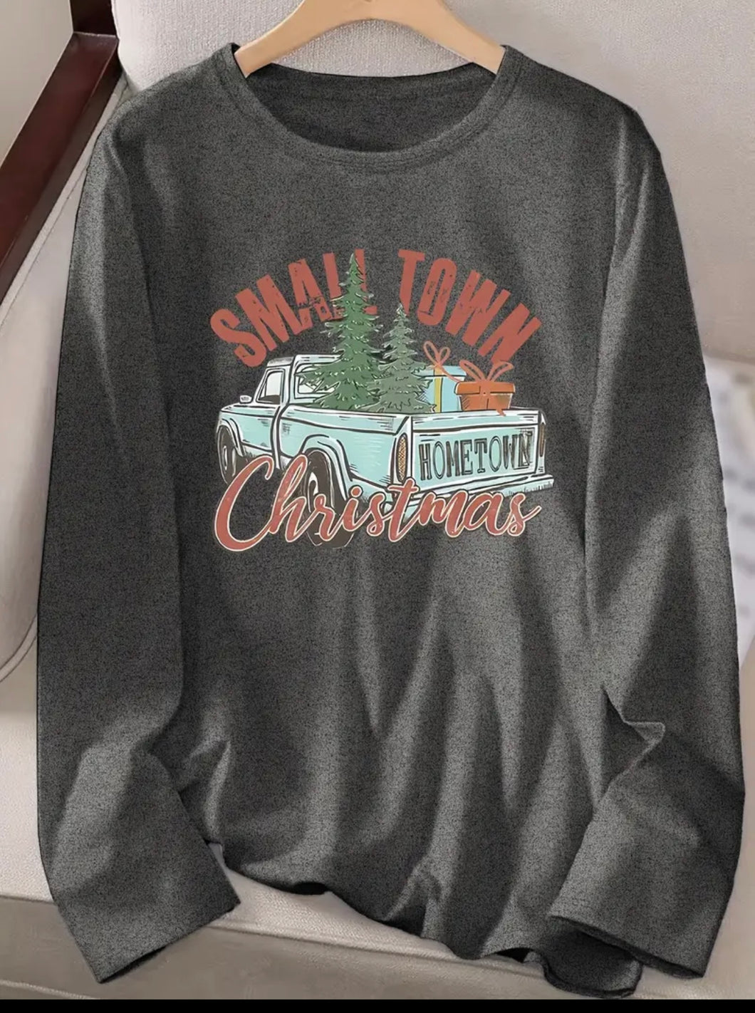 Grey Long Sleeve “Small Town Christmas” Shirt