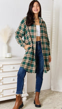 Load image into Gallery viewer, Long Length Tan &amp; Hunter Green Plaid Button Up
