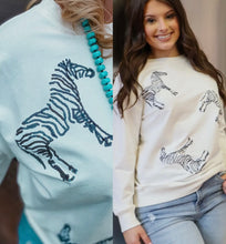 Load image into Gallery viewer, Merigold Kiss Sequins Embroidery Zebra Sweatshirt
