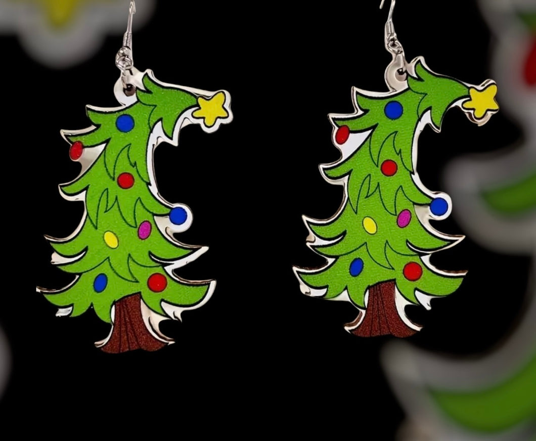 Cartoon Style Crooked Tree Earrings