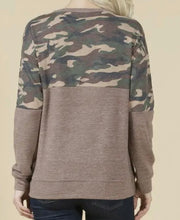 Load image into Gallery viewer, Camo &amp; Brown Color Block Long-sleeve Shirt
