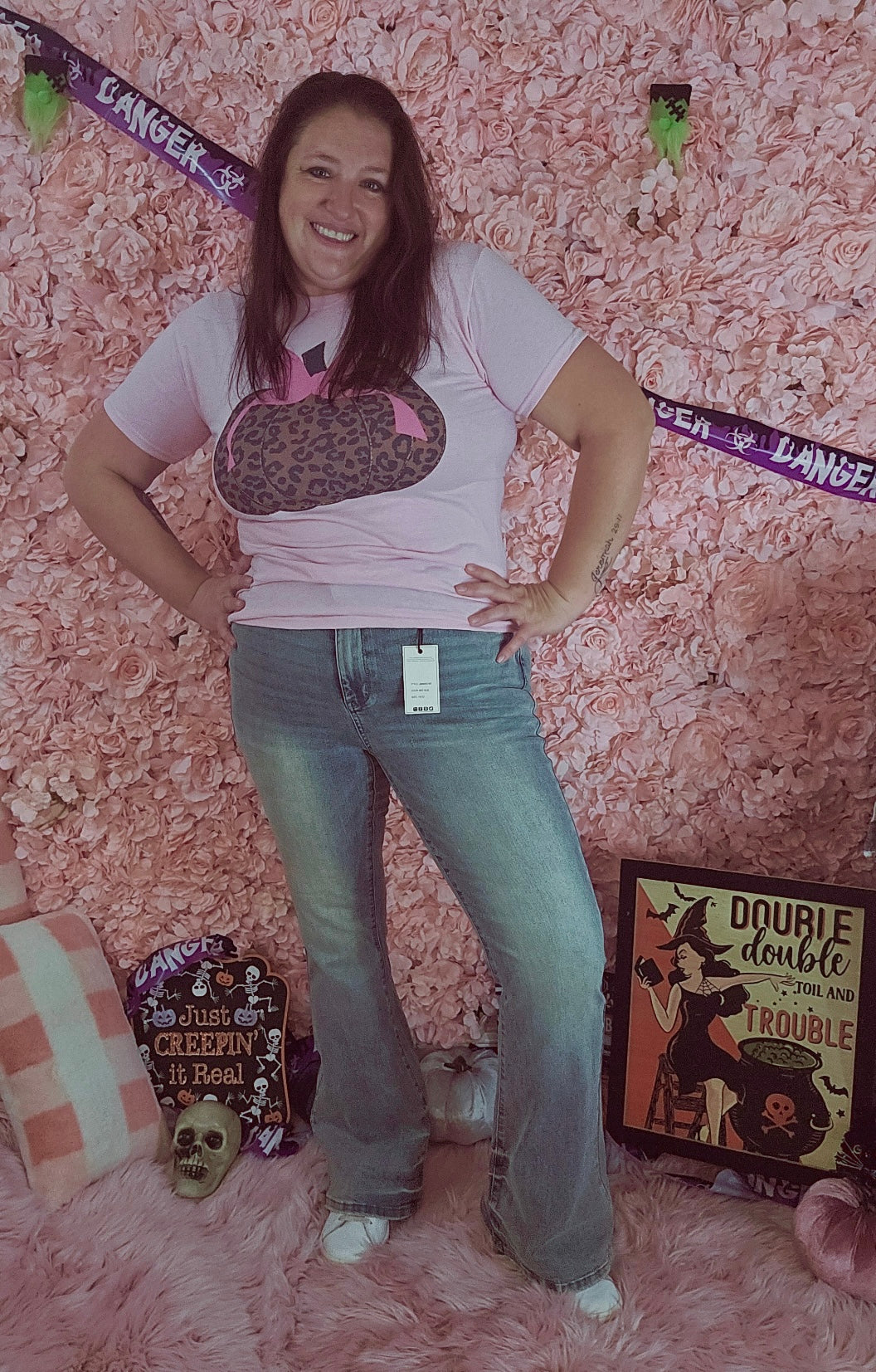 Pink Tee With Leopard Print Tee