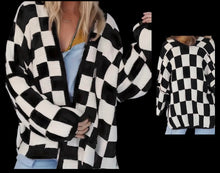 Load image into Gallery viewer, Oversized Soft Black/White Checkered Sweater
