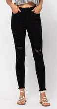 Load image into Gallery viewer, Judy Blue High Waist Distressed Black Skinny Jeans - Sizes 7, 9, 11, 15
