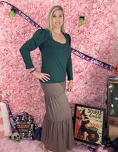 Load image into Gallery viewer, Brown Elastic Waist Tiered Wide Leg Pants
