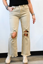 Load image into Gallery viewer, Risen Tan Distressed Jeans
