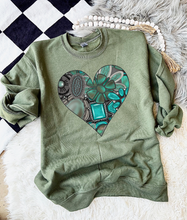 Load image into Gallery viewer, Turquoise Heart Crewneck
