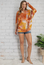 Load image into Gallery viewer, Orange/Yellow Tie Dye Blend Top With Glitter Pocket
