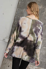 Load image into Gallery viewer, Green/Purple Tie Dye Shirt With Glitter Pocket
