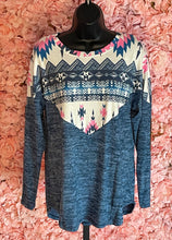 Load image into Gallery viewer, Aztec Long Sleeve Top With Patched Elbows
