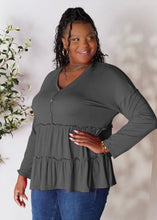 Load image into Gallery viewer, Charcoal Grey Flowy Long Sleeve Top
