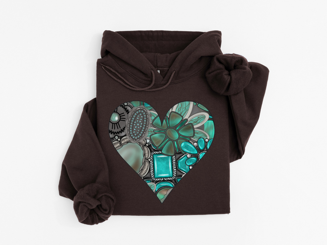 Turquoise Heart Hoodie