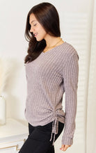 Load image into Gallery viewer, Mauve Ribbed Shirt With Tie Sides
