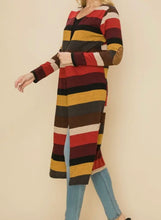 Load image into Gallery viewer, Fall Colored Striped Long Sleeve Long Cardigan
