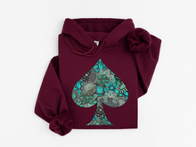 Load image into Gallery viewer, Turquoise Spade Hoodie
