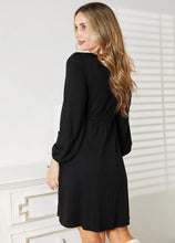 Load image into Gallery viewer, Black Long Sleeve Dress 👗 With Button Up Detail Down Center
