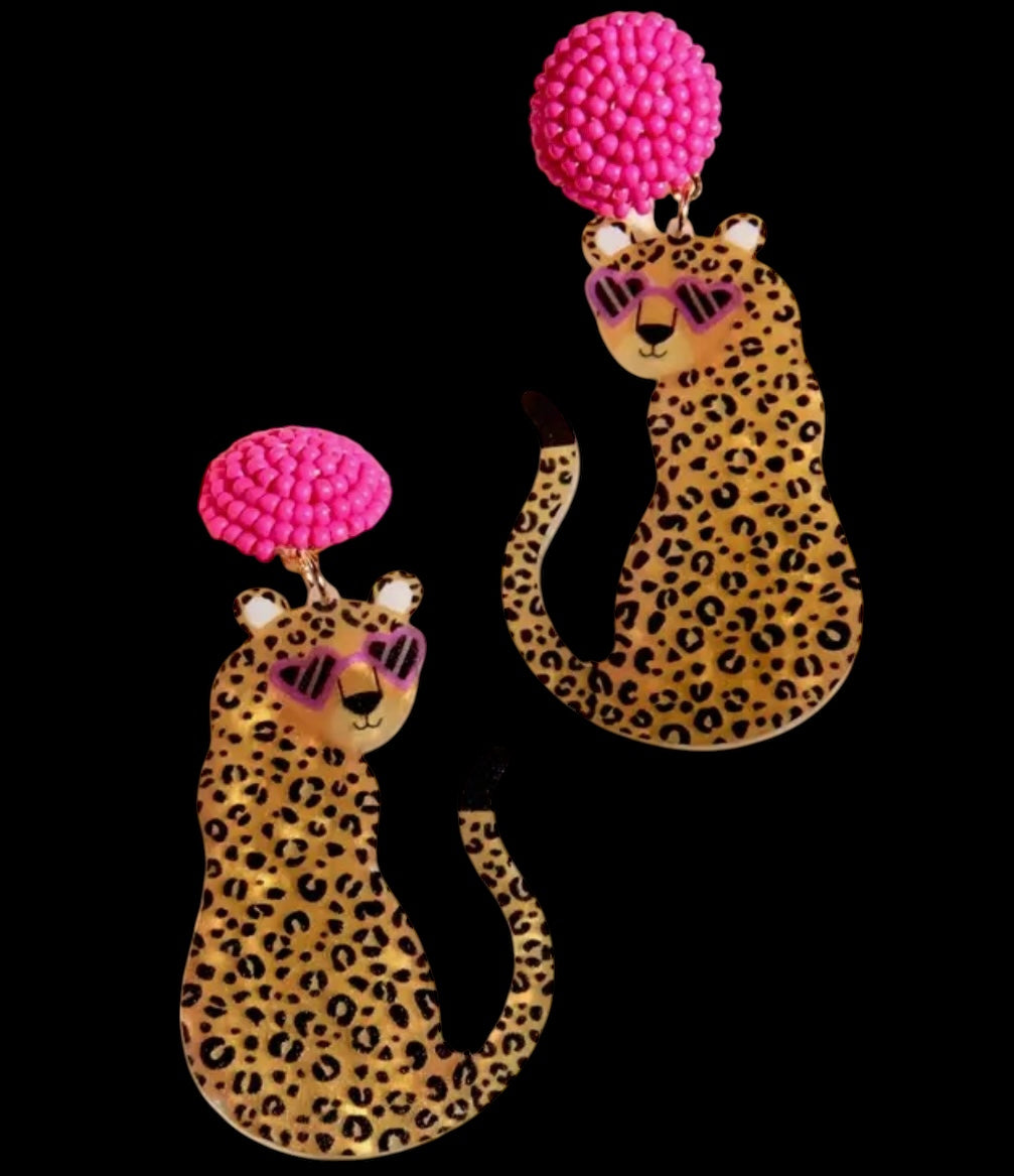 Leopard With Sunglasses Earrings